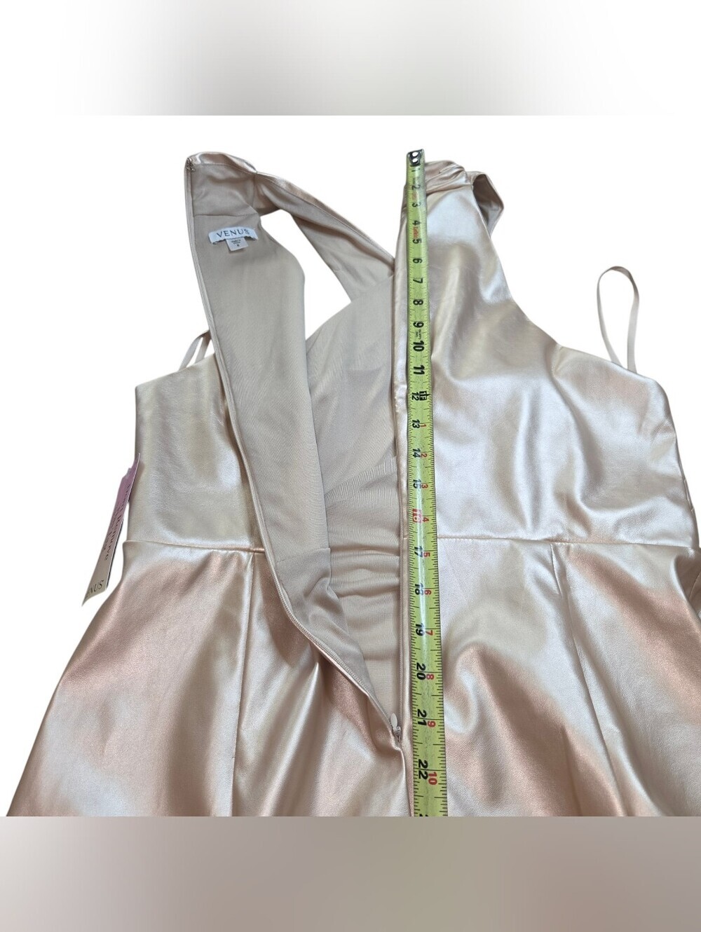 VENUS Metallic Gold Twist Halter Midi Dress - Picture 7 of 10